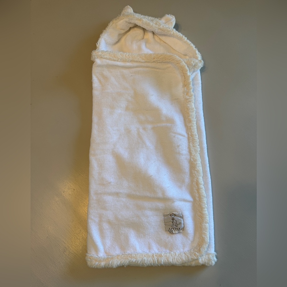 Little Giraffe White Hooded Baby Blanket with Ears